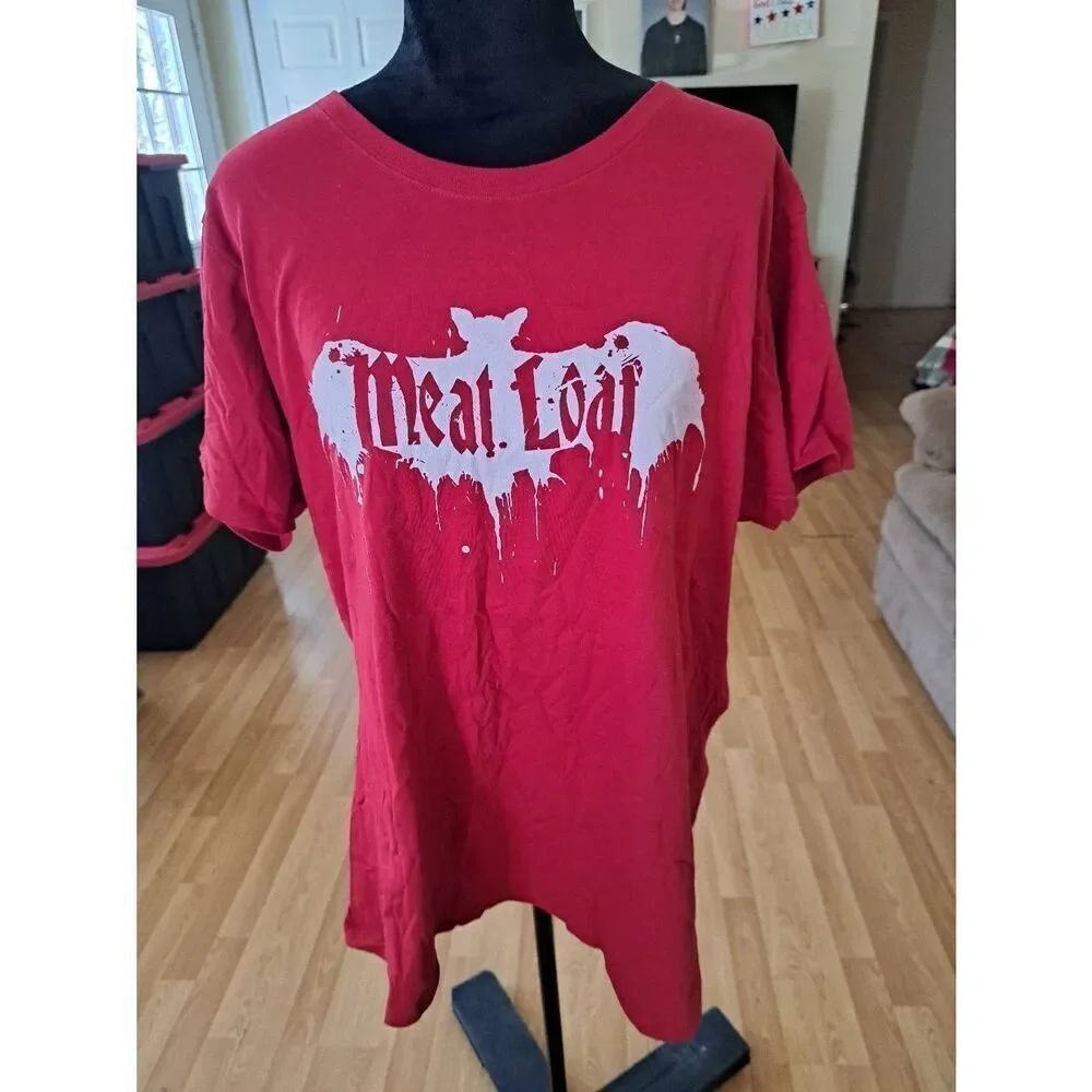 New 3XL Short Sleeve Red White Cotton Pullover Meatloaf Tee Tshirt Shirt Top